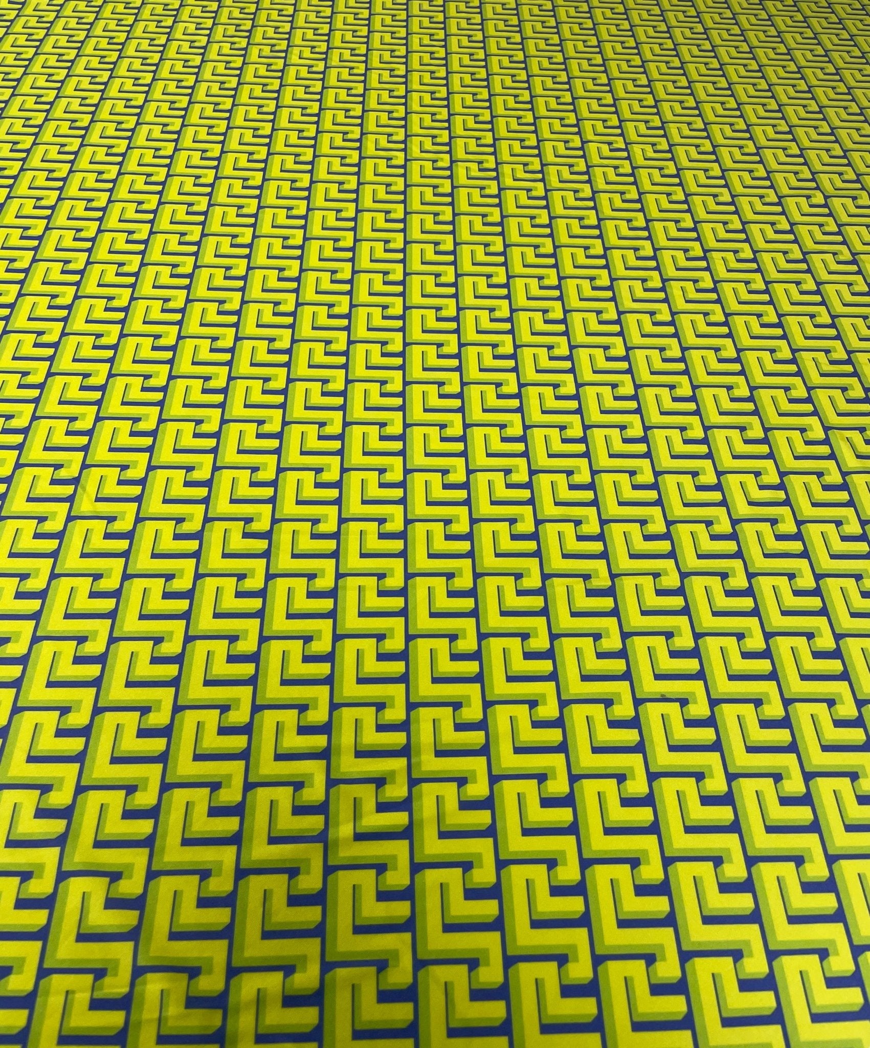 Yellow Geometric Spandex Fabric by the Metre - Whotex Fabrics London