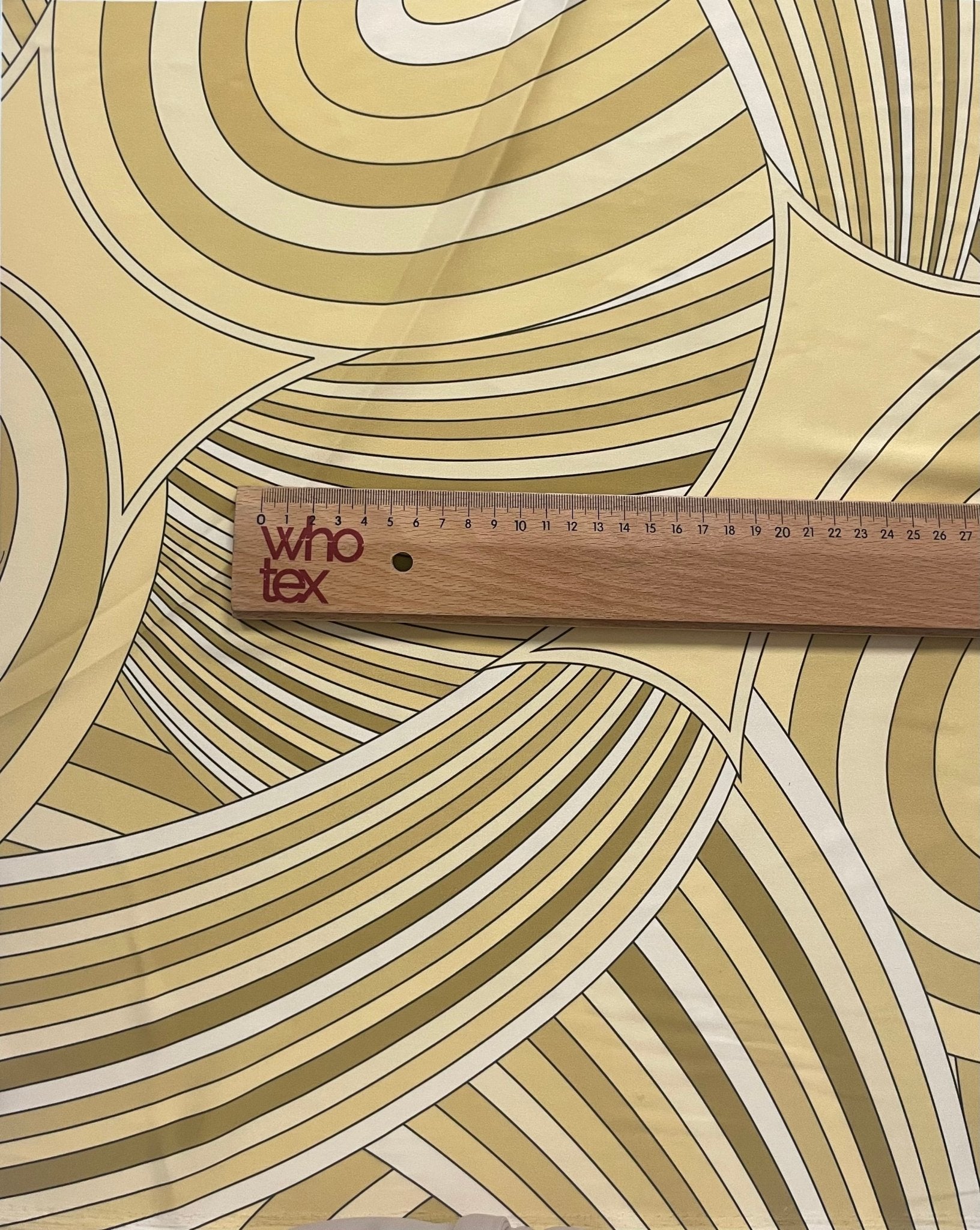 Yellow Retro Swirl Fabric – Geometric Abstract Print by the Metre - Whotex Fabrics London