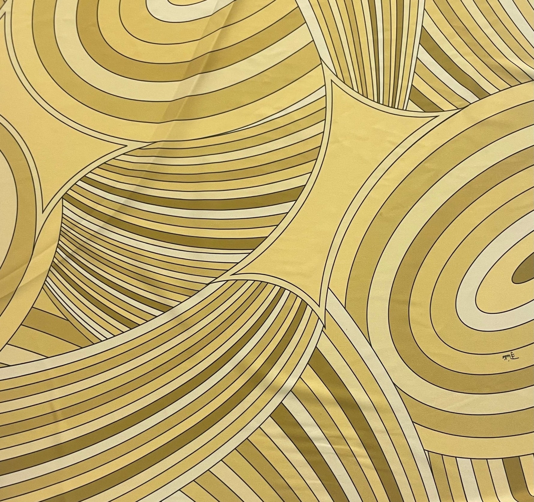 Yellow Retro Swirl Fabric – Geometric Abstract Print by the Metre - Whotex Fabrics London