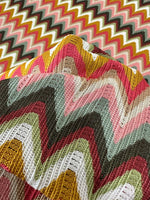Luxury Autumn Chevron zigzag knit jersey fabric in autumn colors with textured pattern and 150cm width