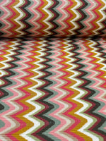 Luxury autumn chevron zigzag knit jersey fabric in warm, vibrant colors with a 150cm width.
