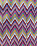 Vibrant Zigzag Chevron Upholstery Fabric with multicolor zigzag pattern, suitable for home decor and upholstery projects