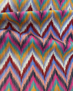 Zigzag Chevron Upholstery Fabric with vibrant multicolor zigzag chevron pattern for home decor and upholstery projects